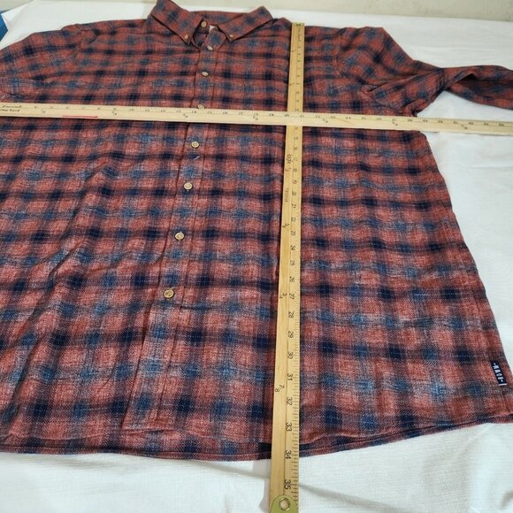 ROWM Mens Plaid Long Sleeve Button-Up Shirt size 3XT Brick Red & Navy - Picture 2 of 10